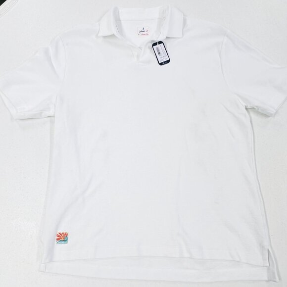 NEW Johnnie-O Frankie French Terry Polo Shirt Medium White Johnny Collar Beach - Picture 8 of 8